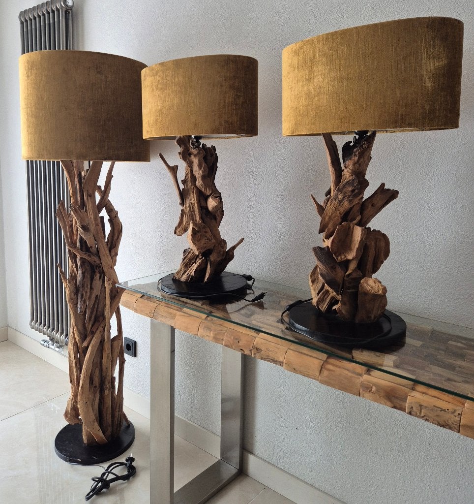 Light & Living Vidin Vloerlamp & 2x Ikal Tafellamp, Ophalen, Overige typen, Goud, Nieuw