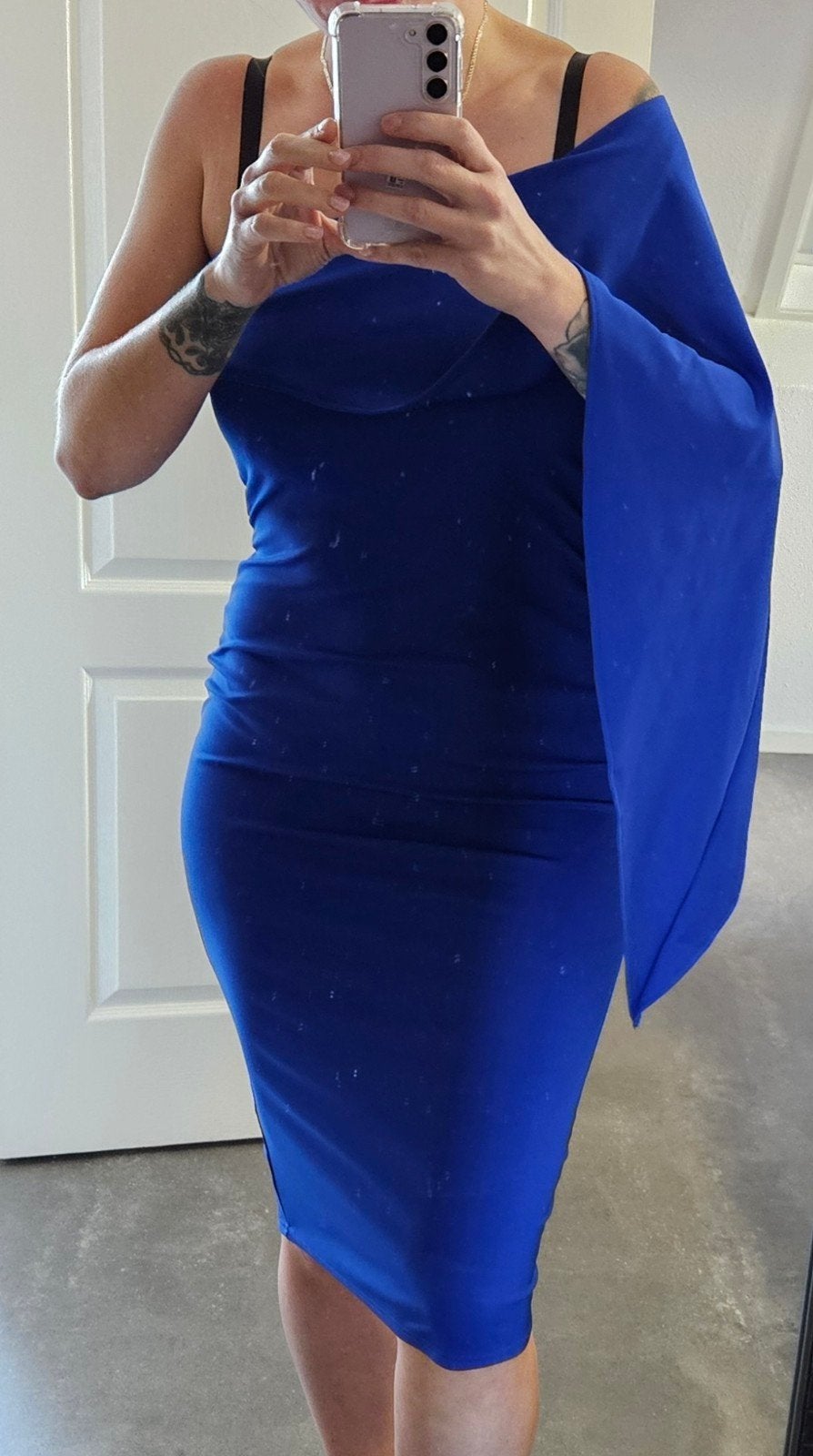 Kobalt Blauwe Dames Avondjurk S/M met lange mouw, Blauw, Ophalen of Verzenden, Zo goed als nieuw, Maat 36 (S)