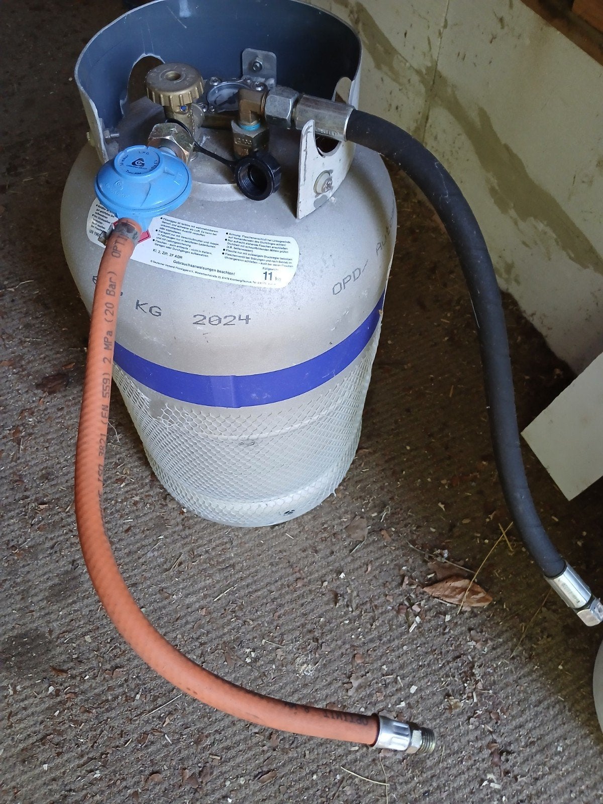 LPG Gasfles 11kg met drukregelaar en slang, Ophalen, Zo goed als nieuw