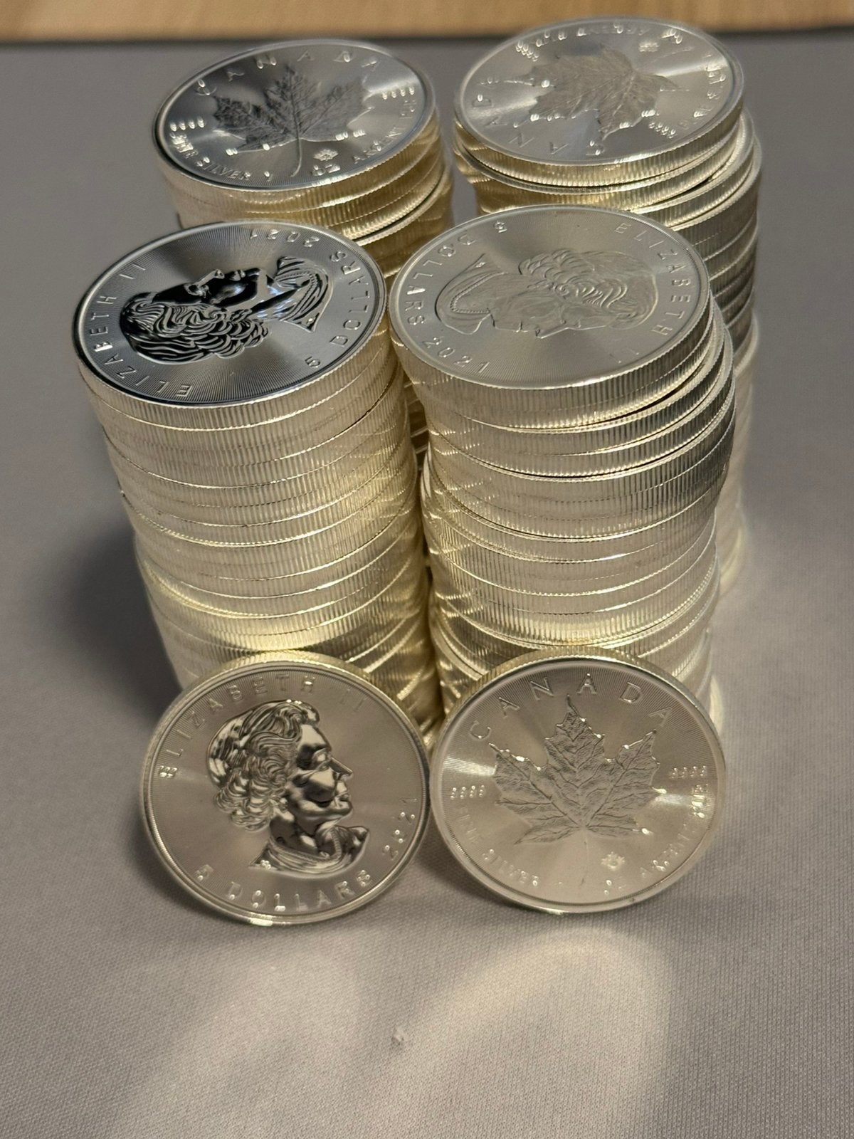 4 tubes 1oz zilveren munten - Maple Leaf, Postzegels en Munten, Edelmetalen en Baren, Ophalen, Zilver