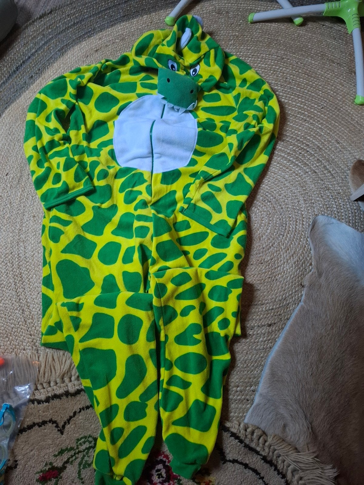 Dinosaurus Onesie XL/XXL - Groen/Geel, Kleding | Heren, Carnavalskleding en Feestkleding, Ophalen of Verzenden