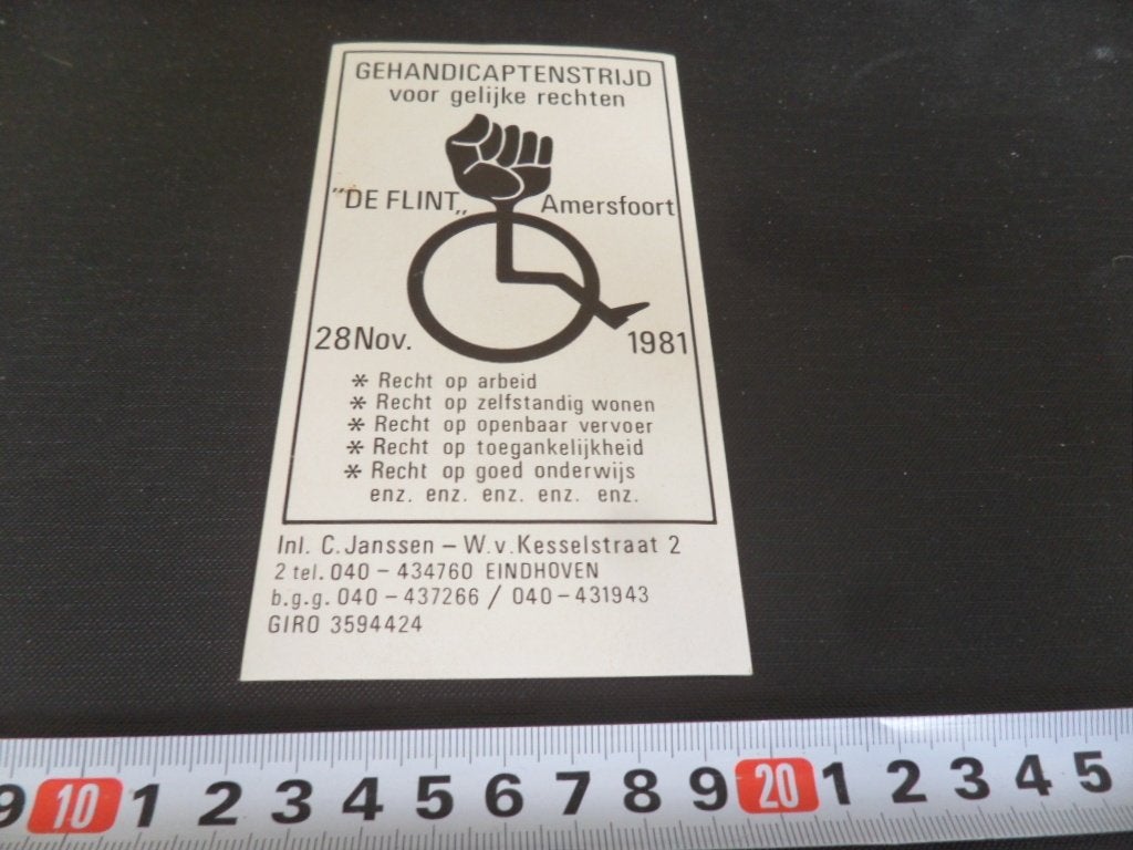 sticker amersfoort DE FLINT gehandicaptenstrijd 1981 ehv *, Ophalen of Verzenden, Zo goed als nieuw