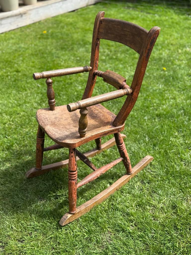 Antieke Kinder Schommelstoel - Houten Schommelstoel, Antiek en Kunst, Ophalen