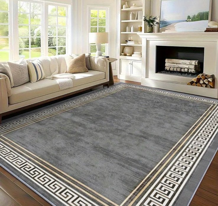 Modern vloerkleed 300x200 cm grijs/goud geometrisch, Huis en Inrichting, Ophalen, Zo goed als nieuw, 200 cm of meer, Grijs