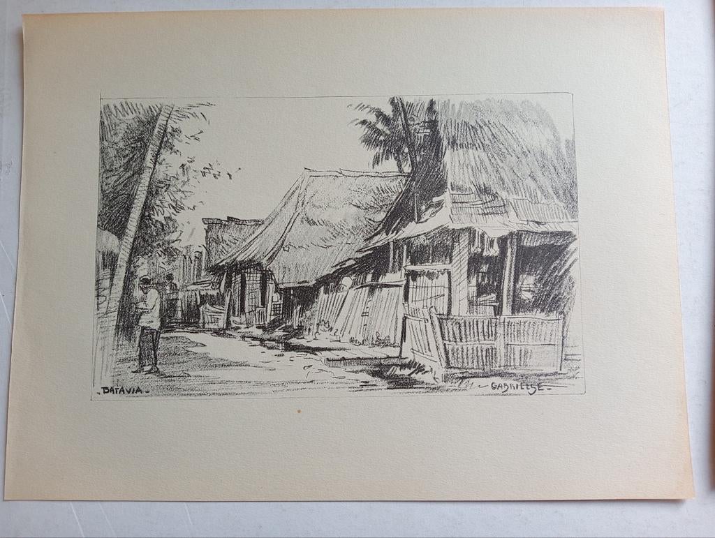 Gabrielse prent Nederlands Indië Indonesië, Ophalen of Verzenden, 1940 tot 1960, Gebruikt, Overige onderwerpen