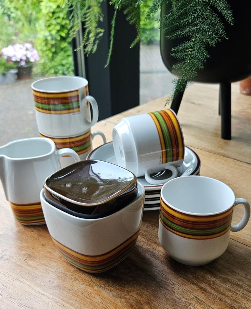 Van Nelle retro theeservies, 8 delig, Ophalen of Verzenden, Zo goed als nieuw, Overige stijlen