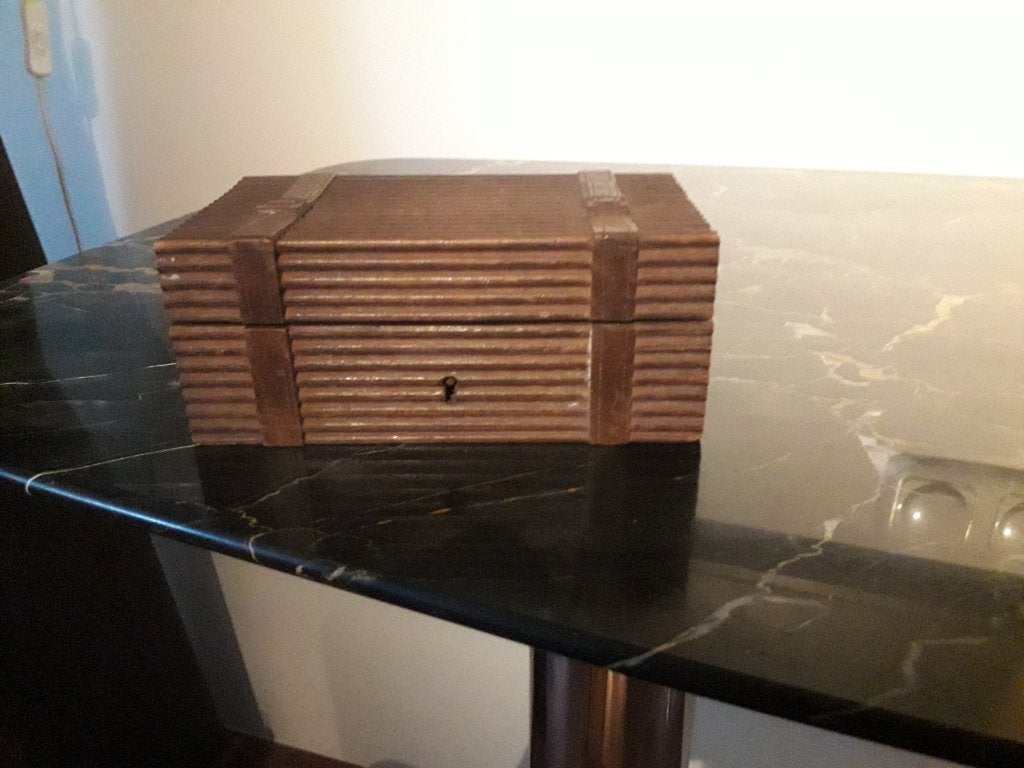 PRACHTIGE ANTIEKE HOUTEN LEPELDOOS in PERFECTE STAAT, Ophalen of Verzenden