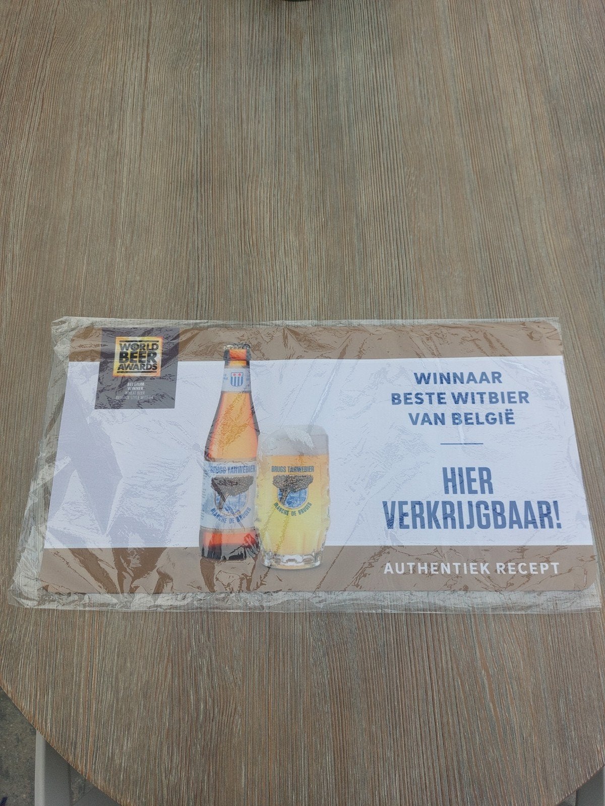Brugs Tarwebier Reclamebord - Winnaar Beste Witbier, Ophalen of Verzenden, Nieuw, Reclamebord, Plaat of Schild, Overige merken