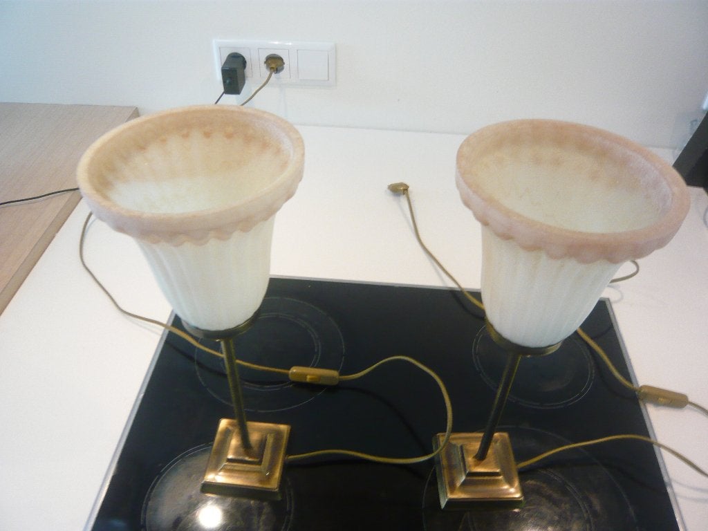 tafellamp /bedlamp, Vintage, Ophalen of Verzenden, Zo goed als nieuw, Glas