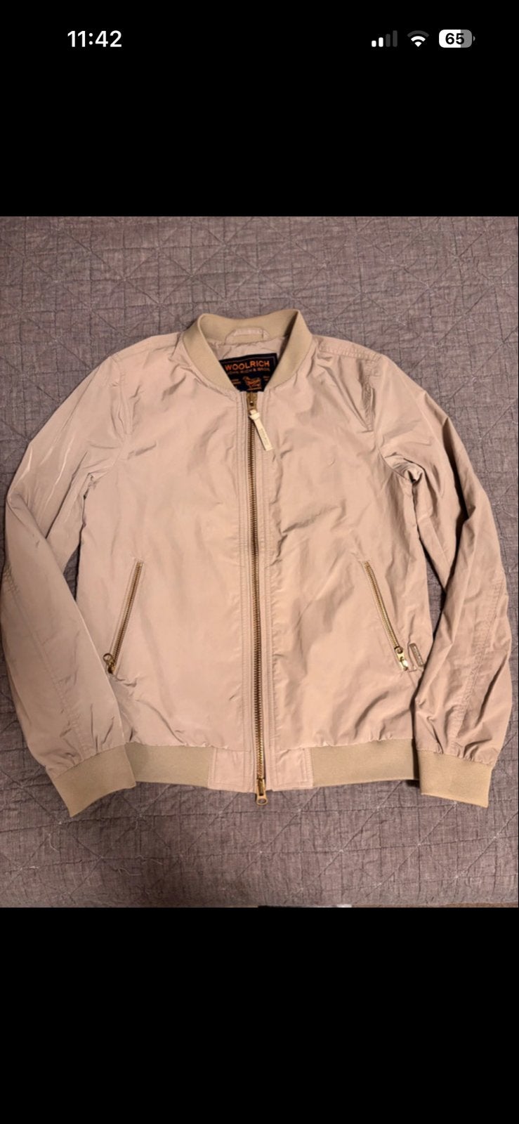 Woolrich dames bomberjack - Donker beige, Ophalen of Verzenden, Zo goed als nieuw, Maat 36 (S), Beige