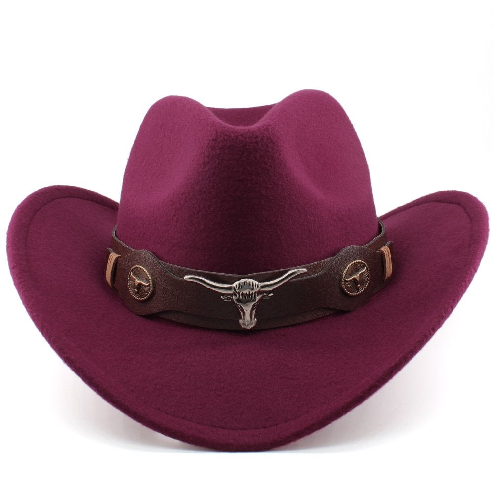 Donkerrode cowboy hoed met stierenkop / heren dames, Verzenden, Nieuw, Hoed