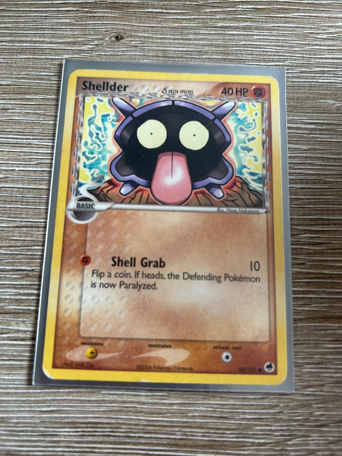 Pokémon Kaart Shellder Delta Species 63/101, Ophalen, Zo goed als nieuw, Losse kaart