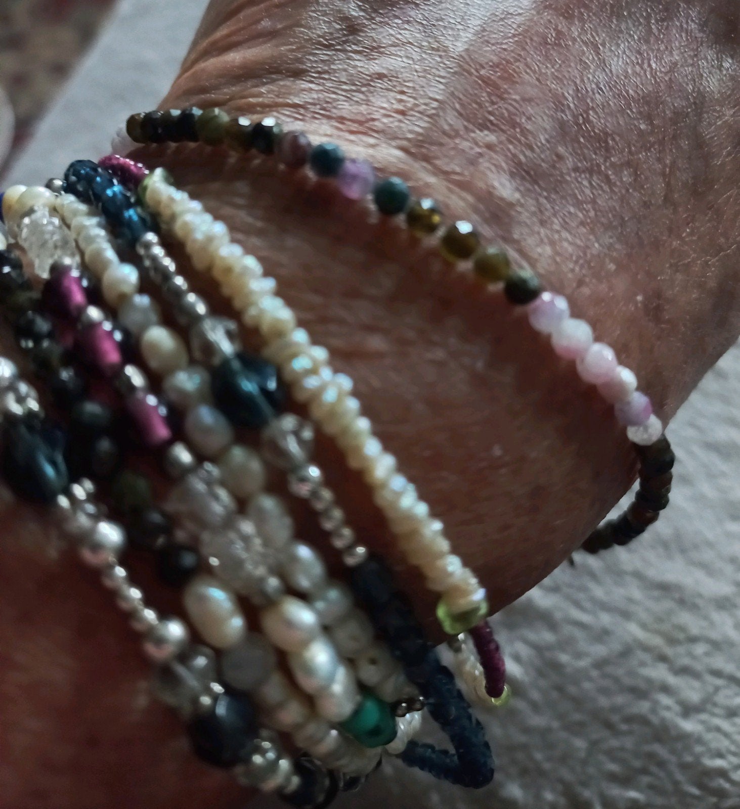 Handgemaakte Armbandjes met Edelstenen & Zoetwaterparels, Ophalen of Verzenden, Nieuw, Blauw, Zilver