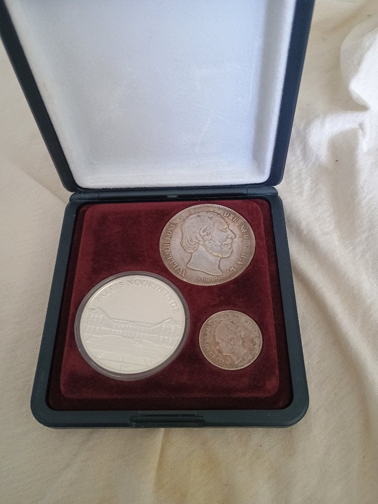 Willem 3 zilverset, Setje, Zilver, Ophalen of Verzenden, 2½ gulden