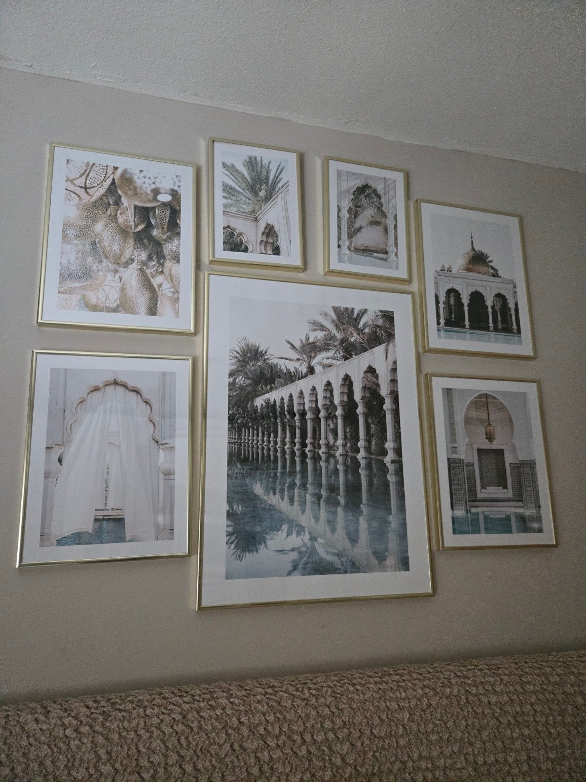 Gallery wall posters Marrakech thema Desenio gouden lijsten, Ophalen, Zo goed als nieuw, Foto of Poster, 75 – 100