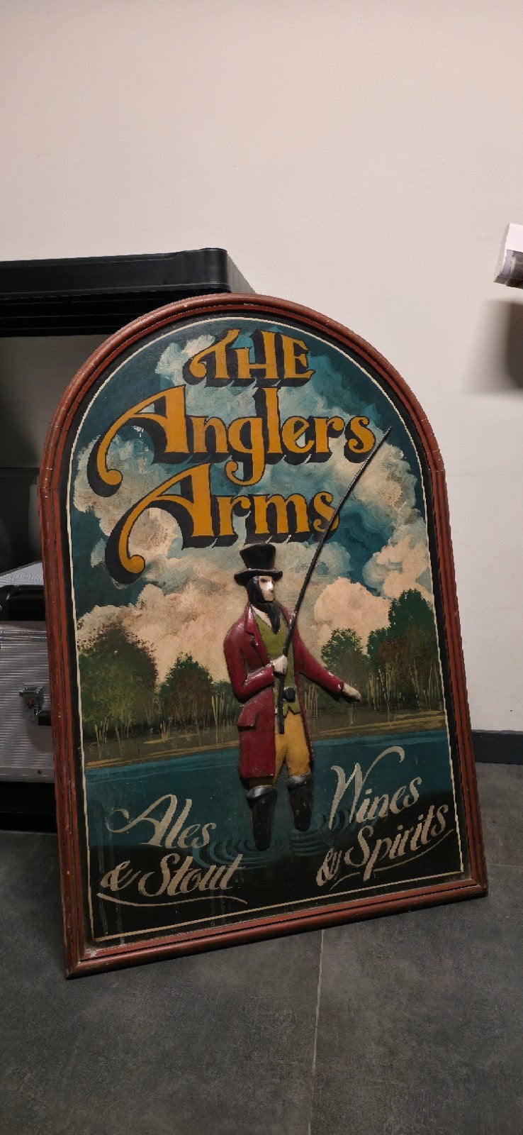 Mancave bord 'The Anglers Arms' - Visserij decoratie, Verzamelen, Ophalen of Verzenden, Gebruikt