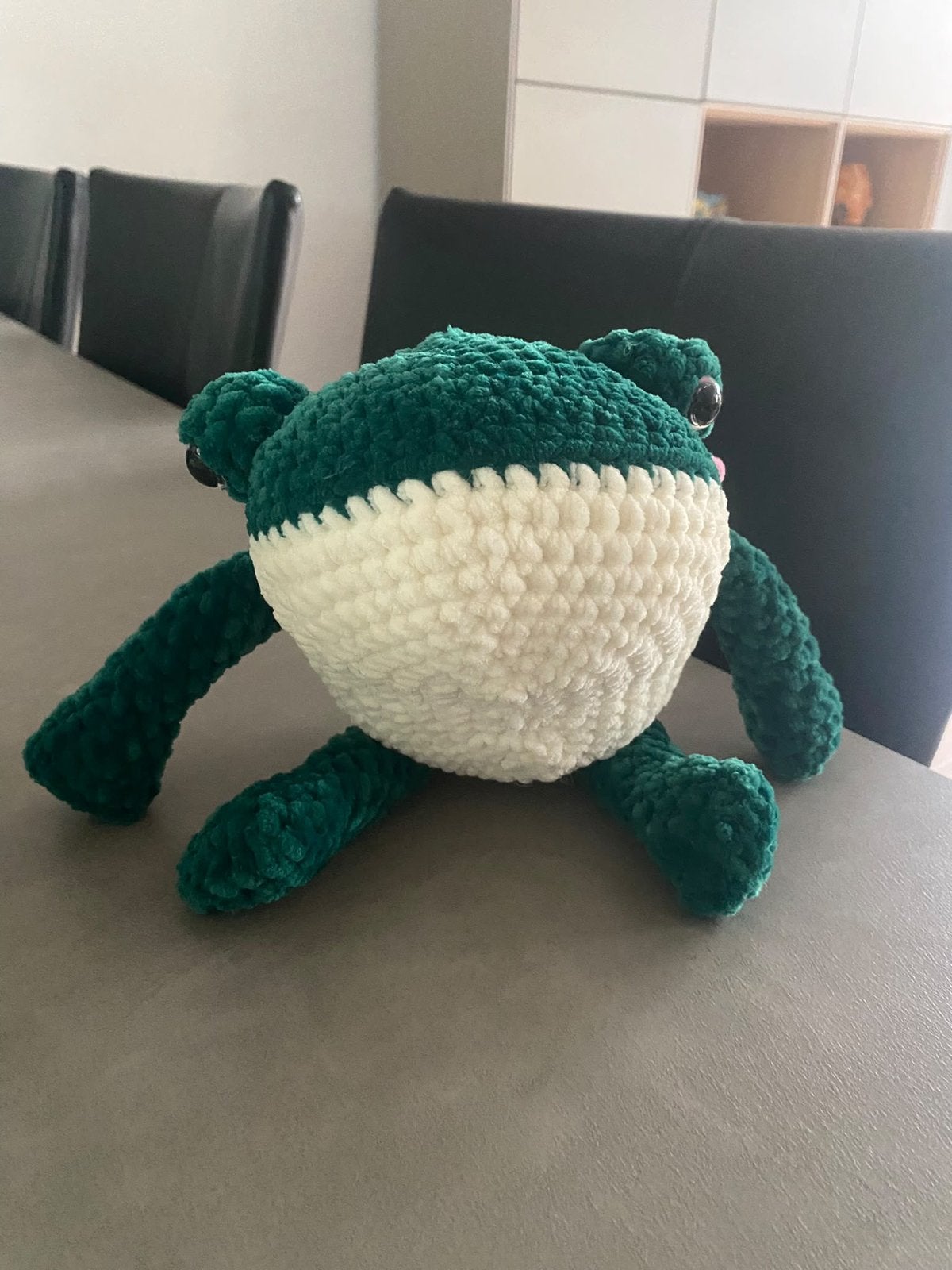 Handgemaakte gehaakte kikker knuffel, Ophalen of Verzenden, Zo goed als nieuw, Kikker