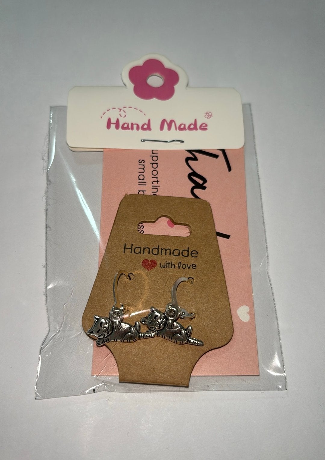 Oorbellen kat zilver, Overige materialen, Hangers, Nieuw, Ophalen of Verzenden