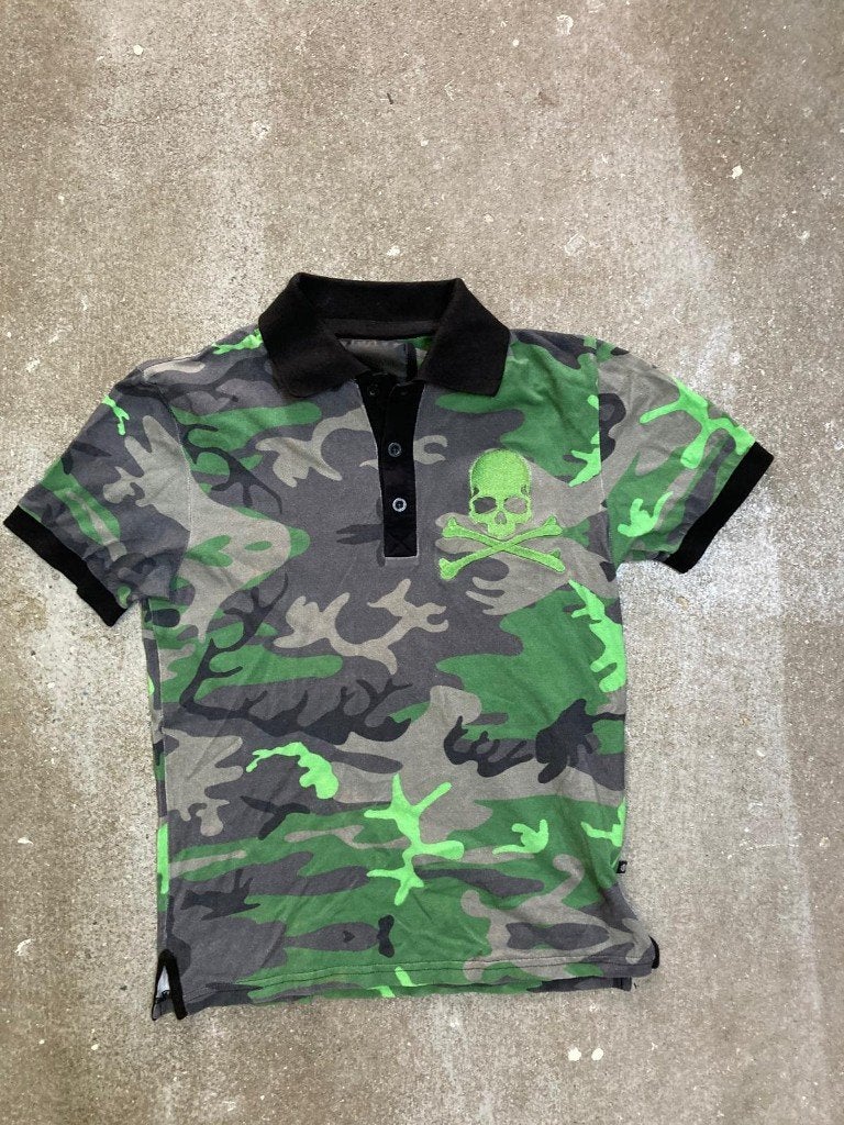 Philipp Plein ss16 Skull Camo Polo - S - Camo- Made in Italy, Zwart, Ophalen of Verzenden, Zo goed als nieuw, Philipp Plein