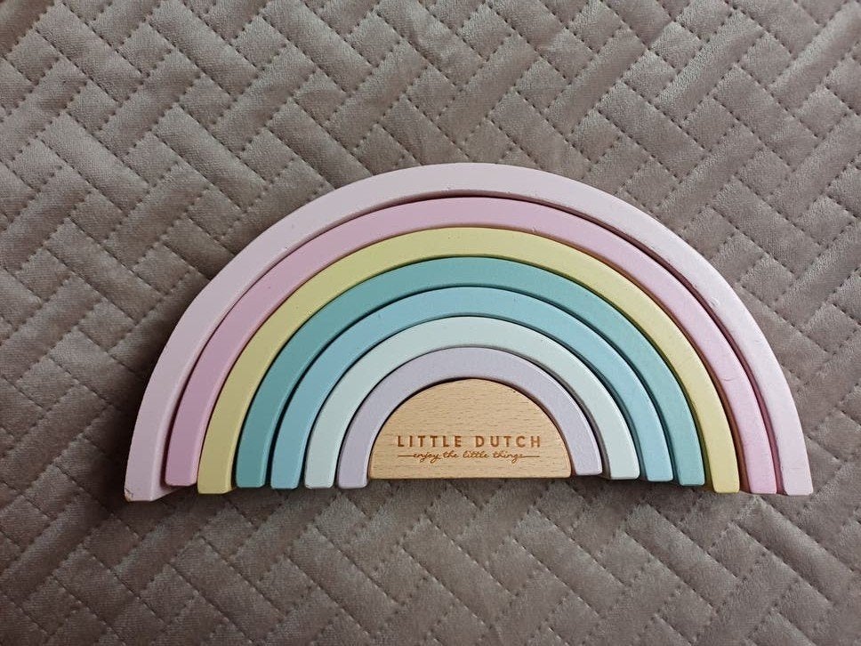 Little Dutch Houten Regenboog Pastel - Stapelblokken, Ophalen of Verzenden, Zo goed als nieuw