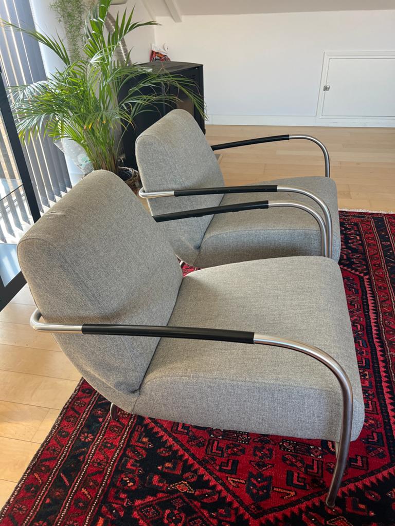 2 Harvink Columbus fauteuils - Opnieuw te stofferen, Huis en Inrichting, Fauteuils, Ophalen, Gebruikt, Metaal, 75 tot 100 cm