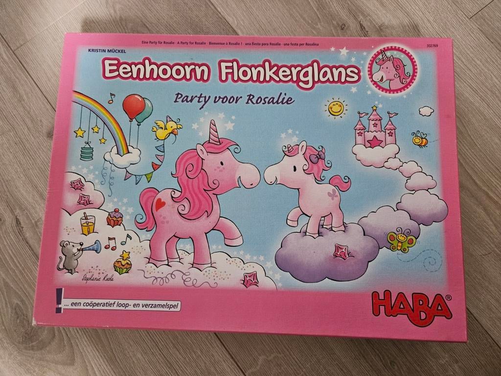 HABA Eenhoorn Flonkerglans: Party voor Rosalie, Een of twee spelers, Ophalen of Verzenden, Gebruikt, HABA