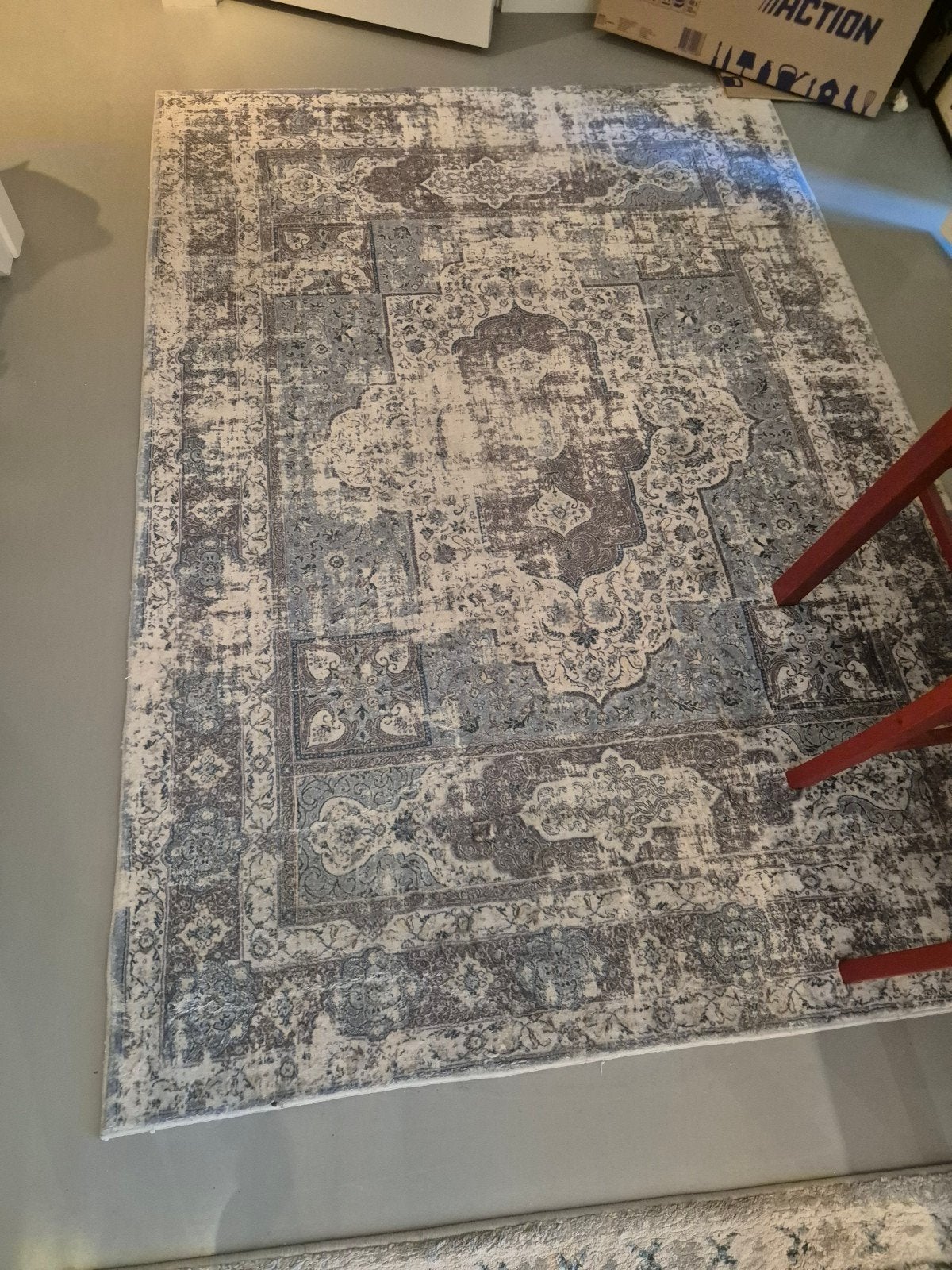 Vintage-look vloerkleed - Grijs/Blauw, Ophalen, Gebruikt, 100 tot 150 cm, Vintage, Klassiek