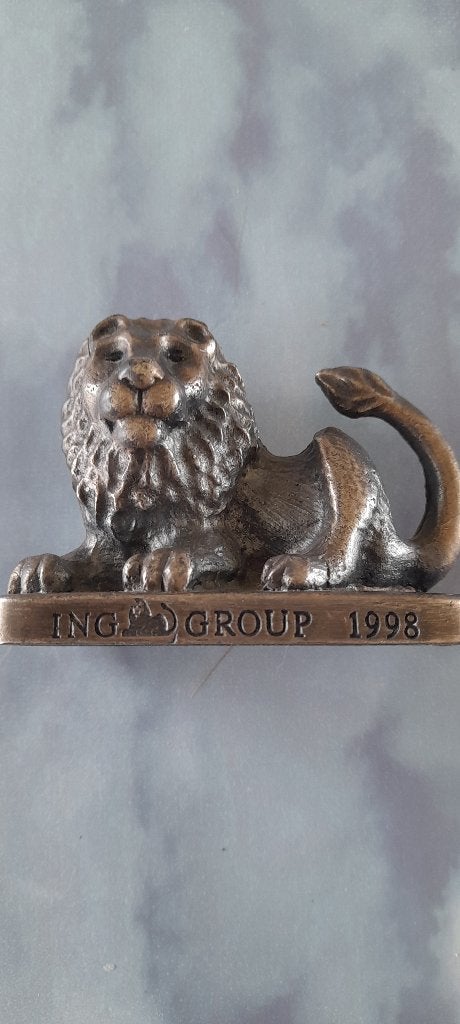 Vintage Gietijzeren Leeuw - ING Group 1998 Collectors Item, Verzamelen, Verzenden, Gebruikt, Metaal of Blik, Dier