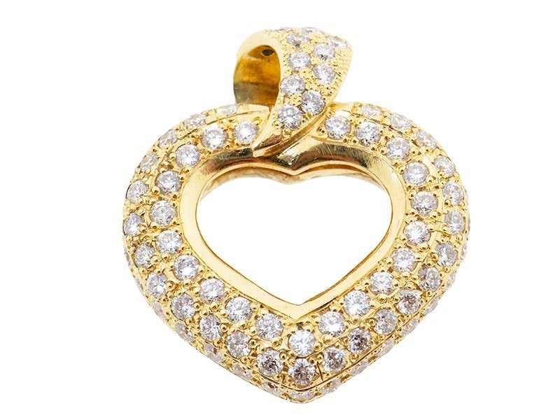 18 karaat gouden hart hanger met 0,43 ct diamant, Sieraden, Tassen en Uiterlijk, Kettinghangers, Mokieno, Ophalen of Verzenden
