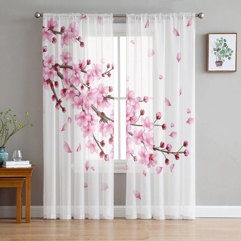 Witte Gordijnen Met Bloemsen Bloemen Wit Vitrage Gordijn, Wit, Nieuw, 200 cm of meer, Verzenden