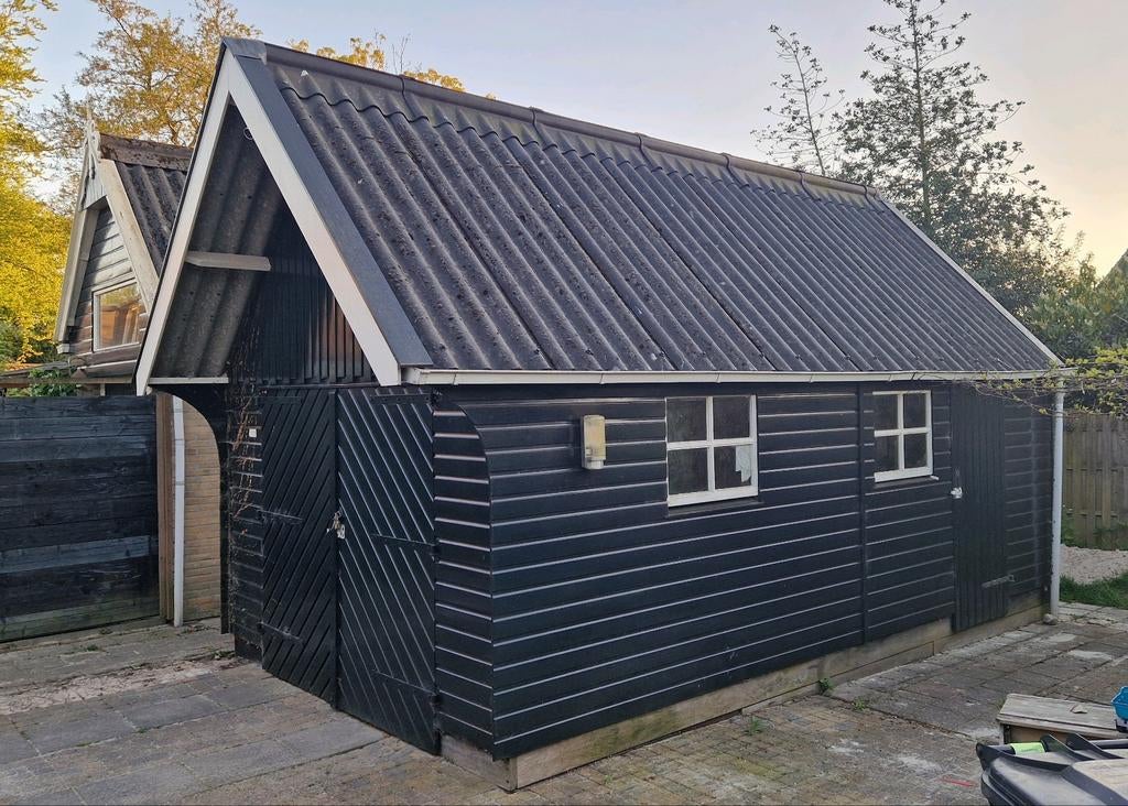 Complete houten garage / schuur 6,5x3,5 meter., Ophalen, 200 tot 400 cm, Schuur, Zo goed als nieuw