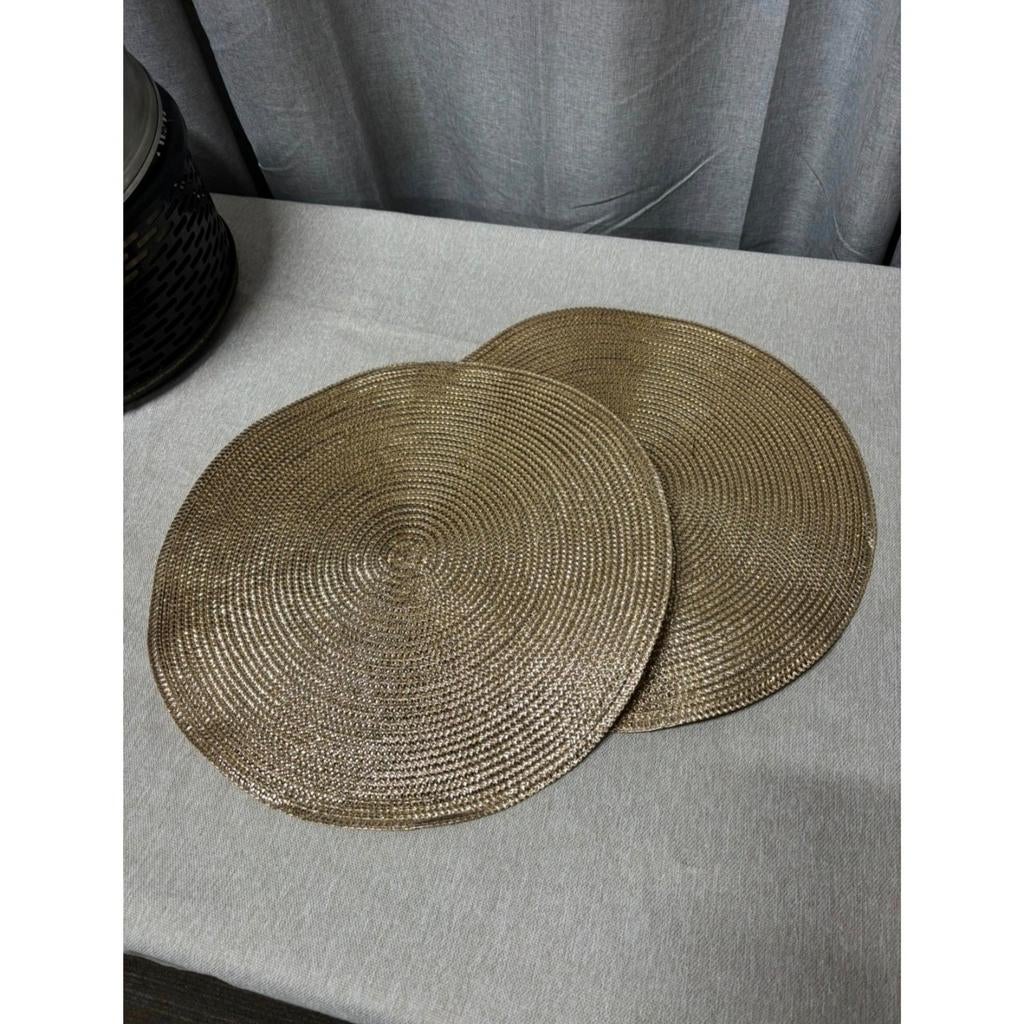 2x Goudkleurige ronde placemat, Huis en Inrichting, Woonaccessoires | Onderzetters, Verzenden, Nieuw, Bord
