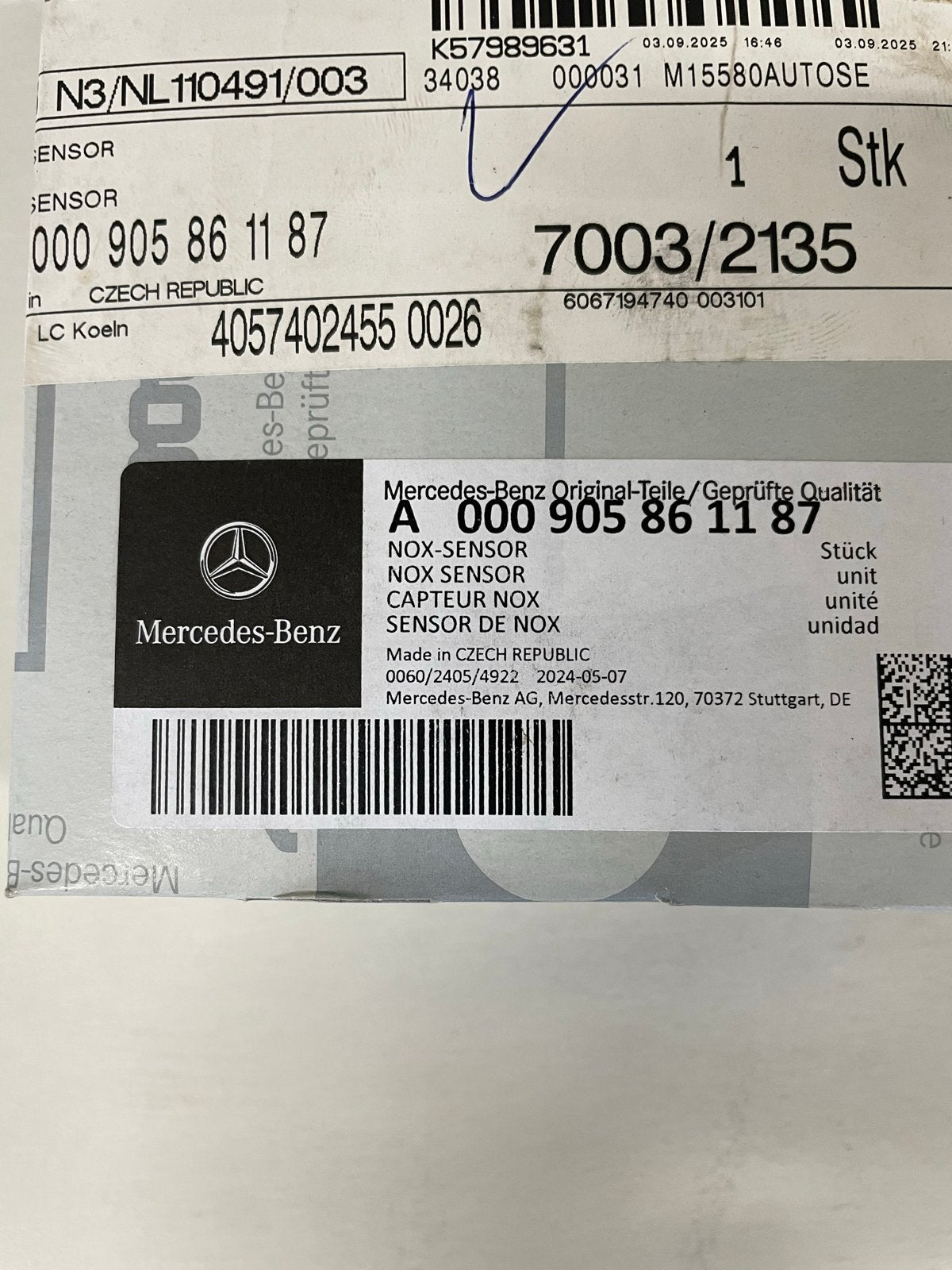 Mercedes-Benz NOx Sensor A000905861187 - Origineel - Nieuw, Ophalen, Nieuw, Mercedes-Benz