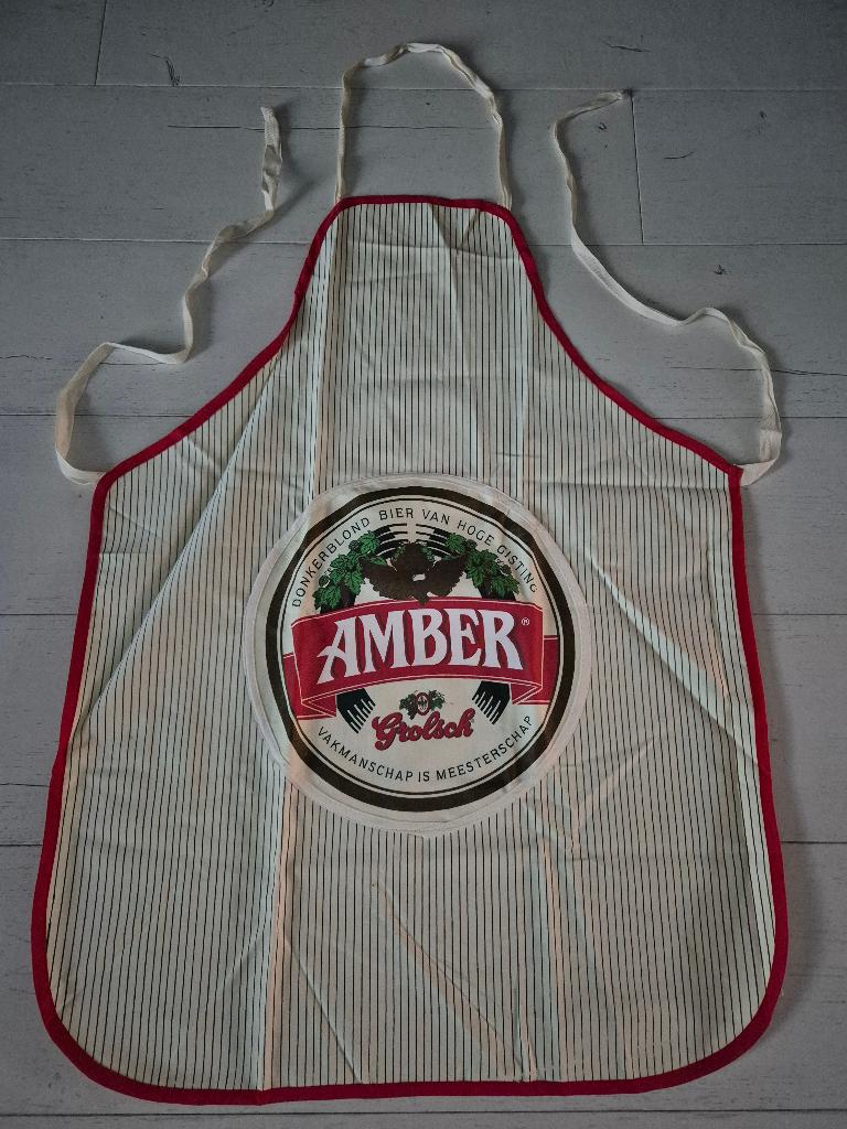 Te koop: Grolsch Amber keukenschort, cadeau vaderdag, BBQ, Ophalen of Verzenden, Nieuw, Overige typen, Grolsch