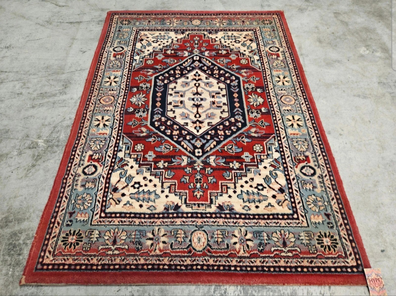 Vintage oosters Bidjar vloerkleed medallion rood 120x169cm