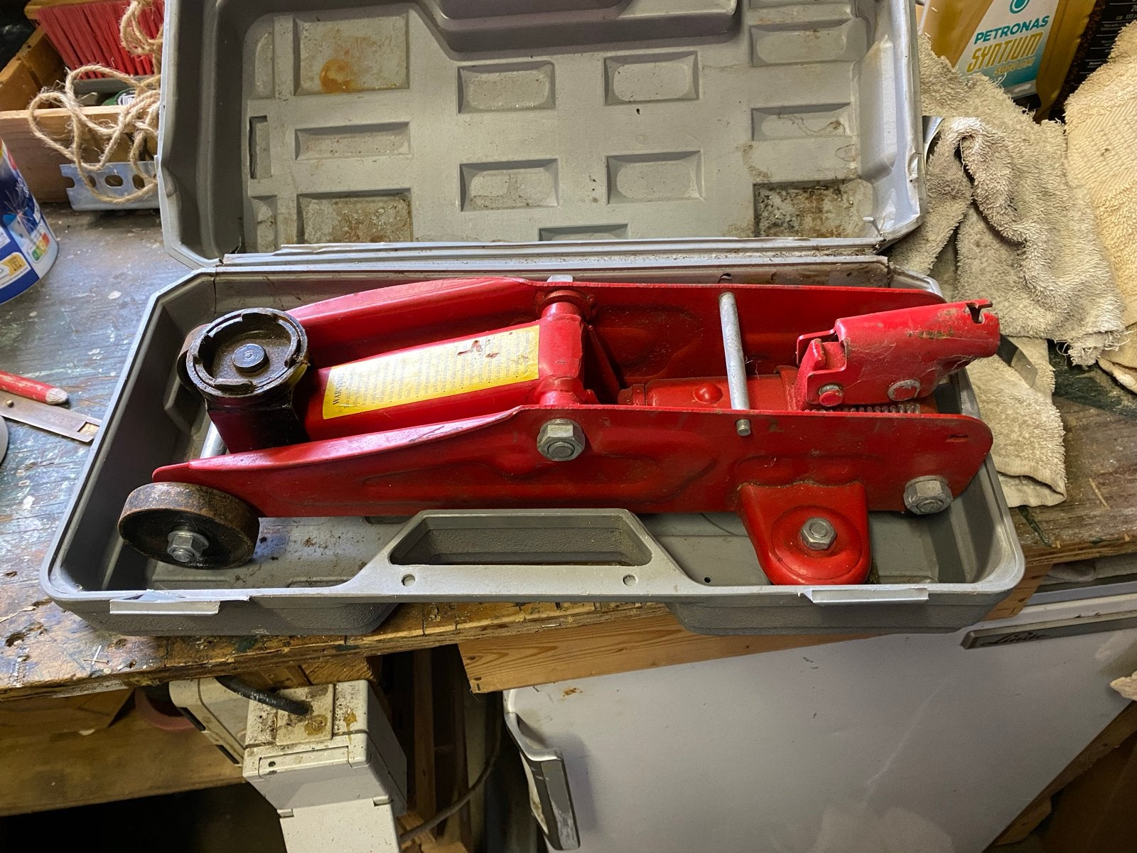 Kleine garagekrik voor personenauto's (koffer beschadigd), Ophalen, Gebruikt, Hydraulisch, Garagekrik