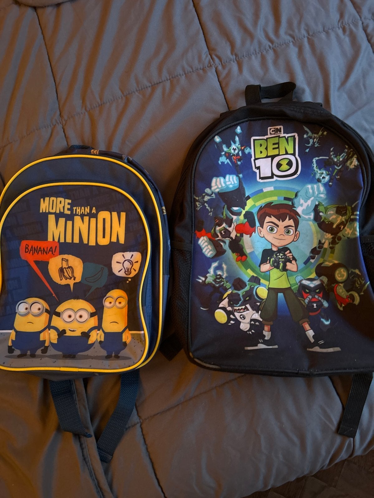 Minions en Ben 10 kinderrugzakken - Set van 2, Gebruikt, 25 tot 40 cm, 30 tot 45 cm, Ophalen