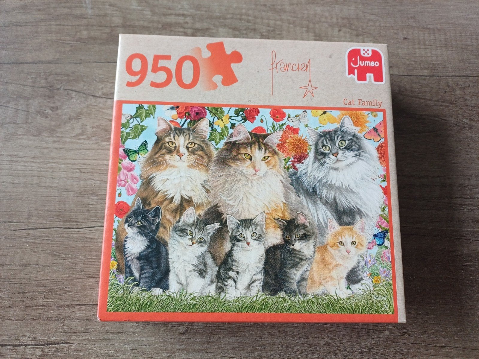 Jumbo Legpuzzel Kattenfamilie 950 stukjes met poster, Ophalen of Verzenden, 500 t/m 1500 stukjes, Zo goed als nieuw, Legpuzzel
