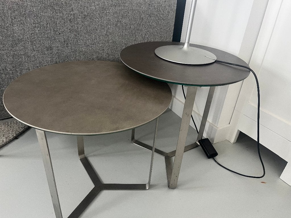 Ronald Schmitt glazen design bijzet tafels, Minder dan 55 cm, Gebruikt, Design, Rond