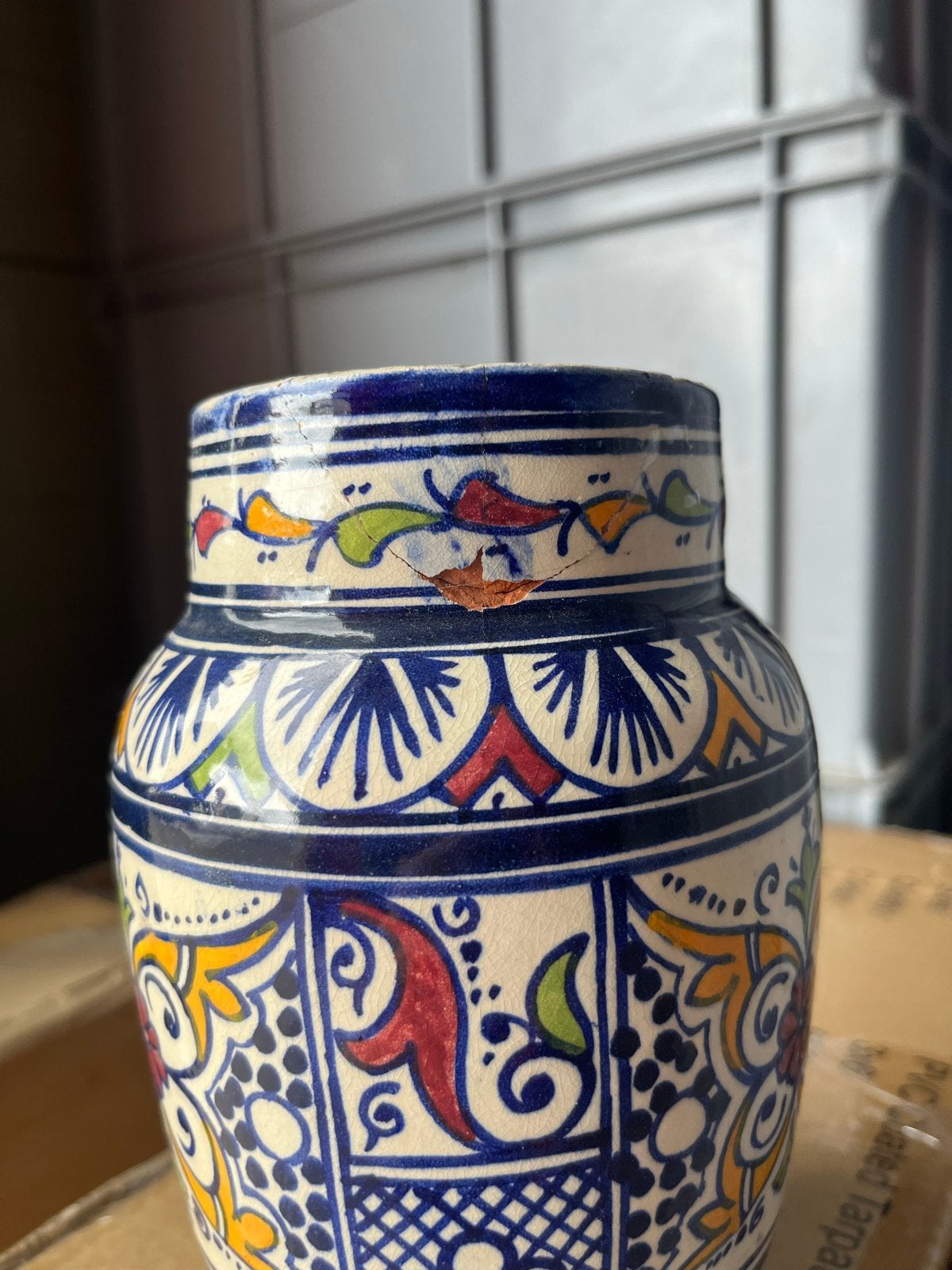 Handgeschilderde Marokkaanse vaas - Uniek design, Ophalen