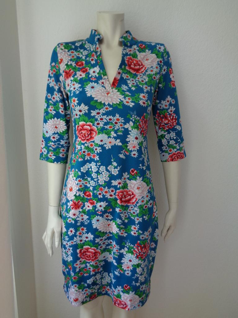Prachtige turqoise midori dress bloesem print King Louie S, Maat 38/40 (M), Blauw, Ophalen of Verzenden, Zo goed als nieuw