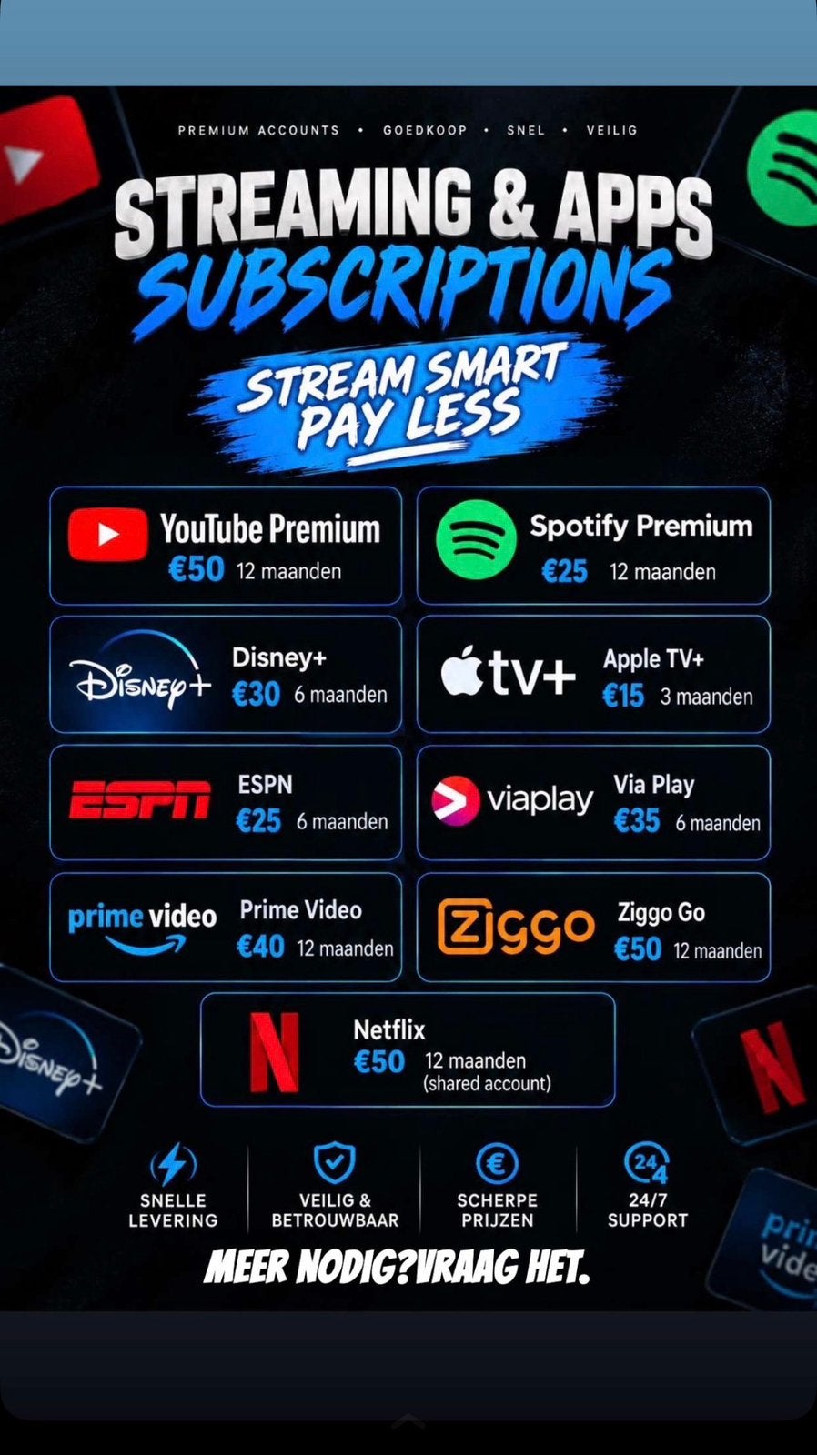 Premium Streaming Abonnementen | Goedkoop & Snel, Ophalen of Verzenden, Nieuw, Media