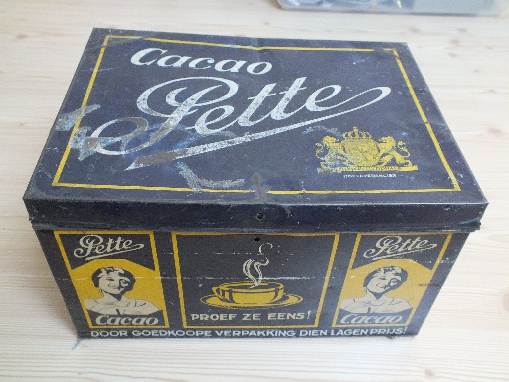 Pette cacao blik, Ophalen of Verzenden, Gebruikt, Overige