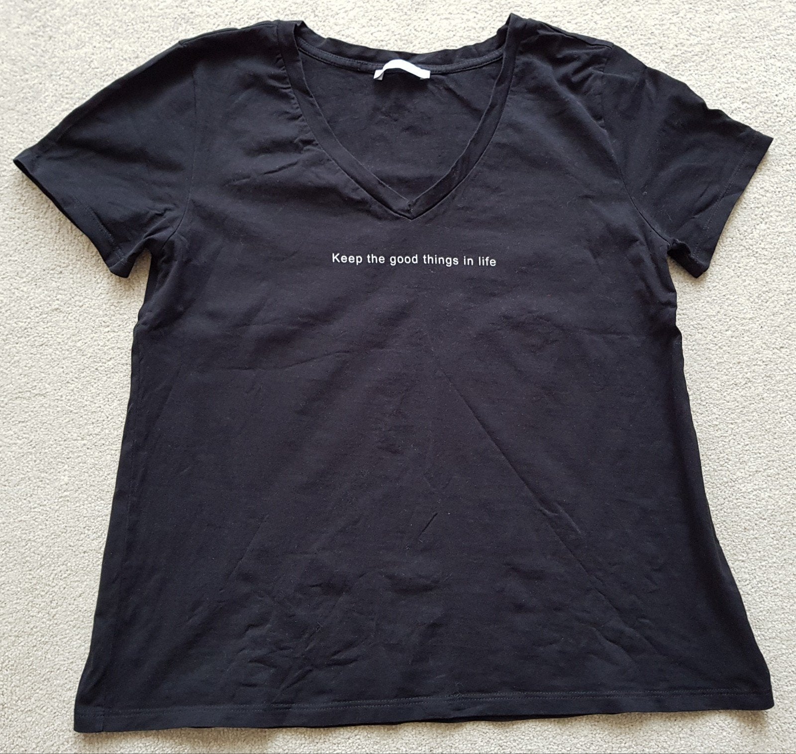 Zara t-shirt zwart maat m keep the good things tshirt shirt, Maat 38/40 (M), Verzenden, Zo goed als nieuw, Korte mouw