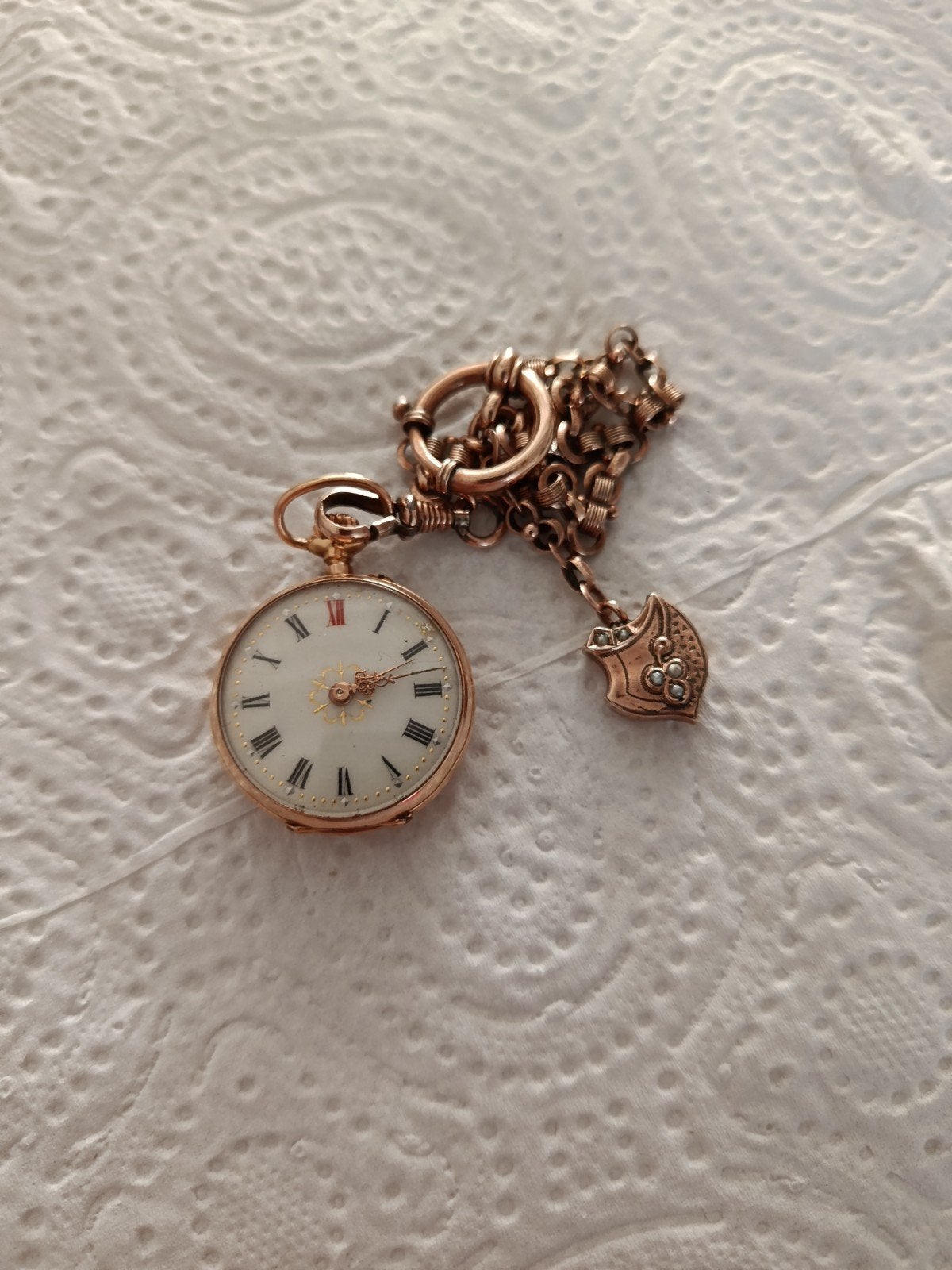 Antiek 18k Gouden Dames Zakhorloge - Loopt Goed, Zakhorloge, Met ketting, Ophalen, Overige merken