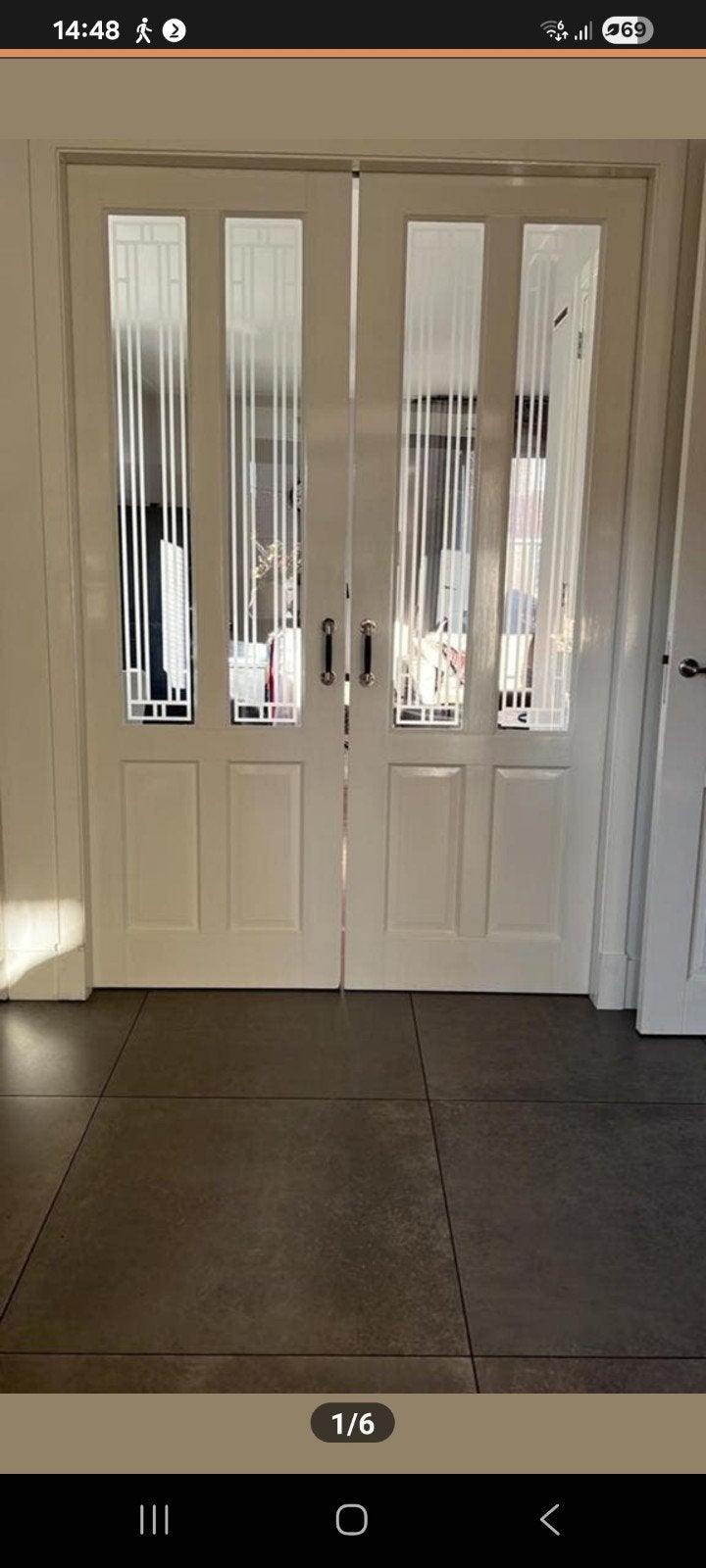 Ensuite schuifdeuren glas in lood  , facet geslepen glas., Ophalen, Hout, 75 tot 150 cm, Deurkozijn
