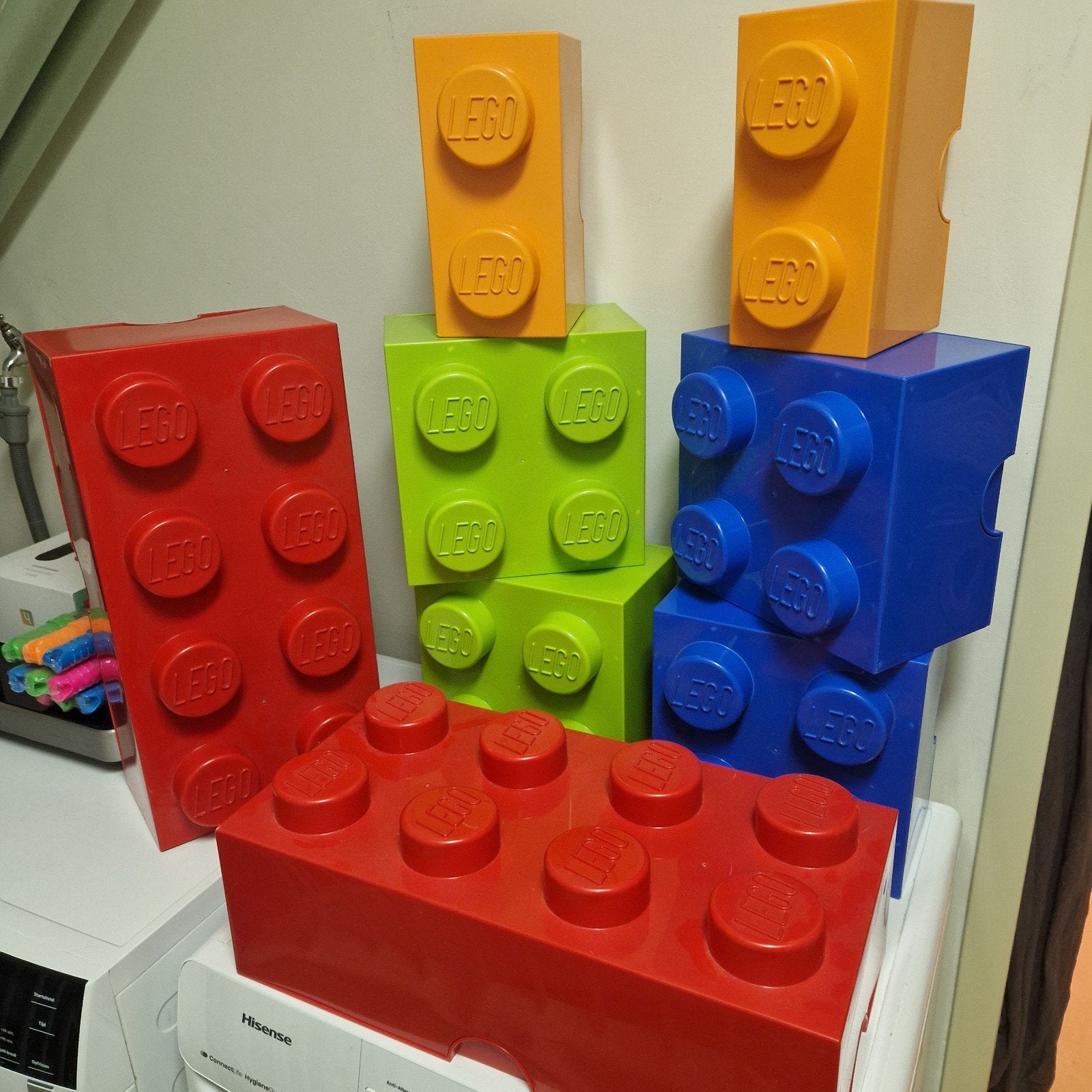 losse stapelbaar bakken van LEGO 2x klein 2x groot 4x middel, Ophalen of Verzenden, Zo goed als nieuw, Accessoire, Lego