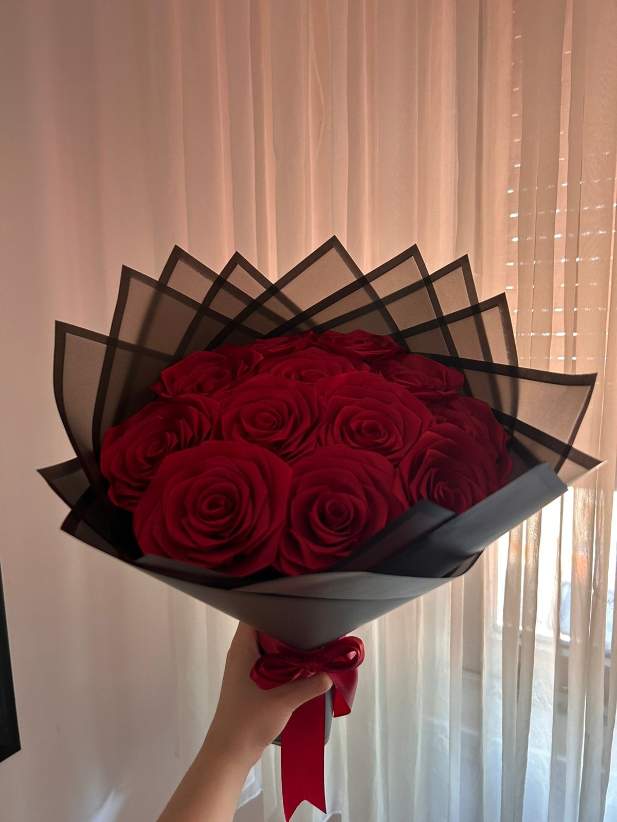 Zelfgemaakte Rozen Bouquet, Huis en Inrichting, Ophalen, Nieuw, Textiel, Boeket