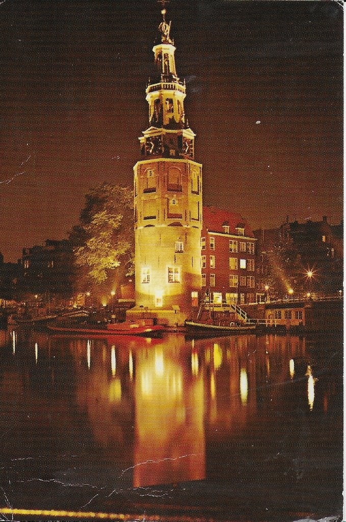 Ch683 Gelopen ansichtkaart Amsterdam Montelsbaantoren, Verzamelen, Ansichtkaarten | Nederland, Ophalen of Verzenden, 1980 tot heden