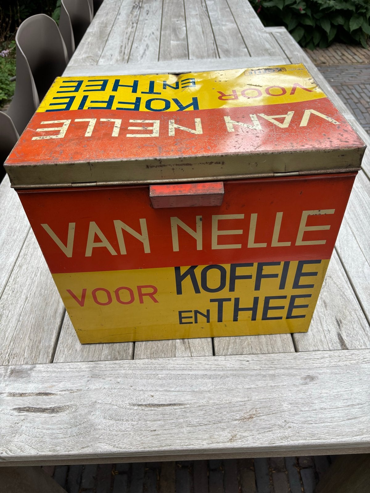 Vintage Van Nelle Winkelblik voor Koffie en Thee, Ophalen, Gebruikt, Koffie, Van Nelle